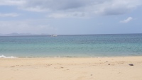 Ein Schiff am Playa Mujeres.